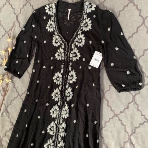 🎉FP🎉NWT-Free People Boho Chic Floral Embroidered Fable Midi Dress - Picture 14 of 16